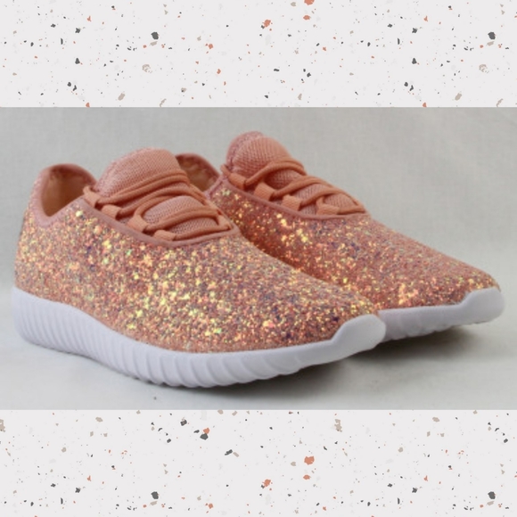 ‼️CLEARANCE PRICE FIRM‼️Dusty Rose Glitter Sneakers🎊💗 - Picture 2 of 7